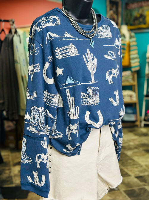 Shop Envi Me It's T-shirt Kinda Day The Wagon Train Blue Top