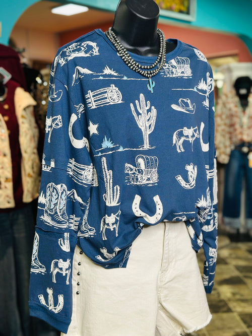 Shop Envi Me It's T-shirt Kinda Day The Wagon Train Blue Top