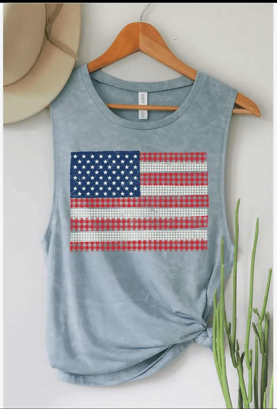 Shop Envi Me Tops and Tunics The Washed Blue Summer in Pecos Stars & Stripes Tank