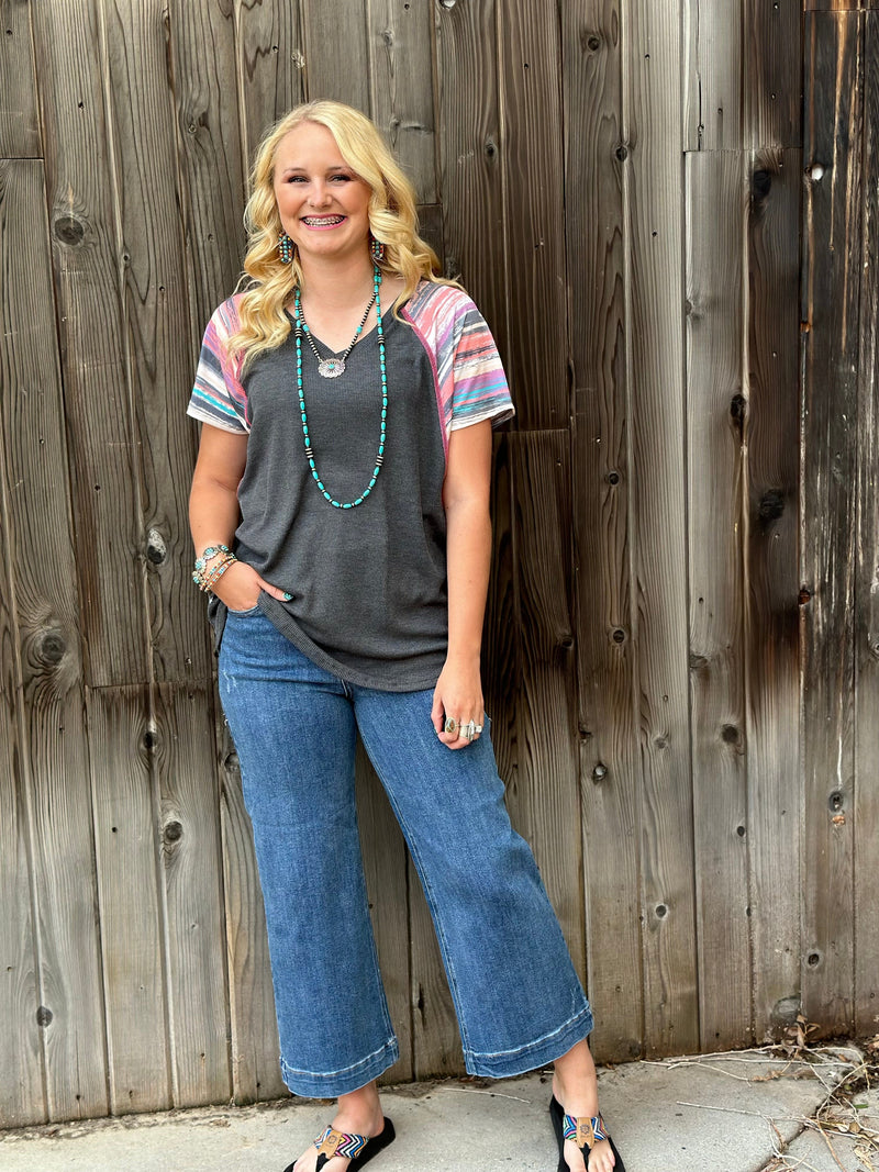 Shop Envi Me Tops and Tunics The Weatherford Days Ombre Sleeve Top