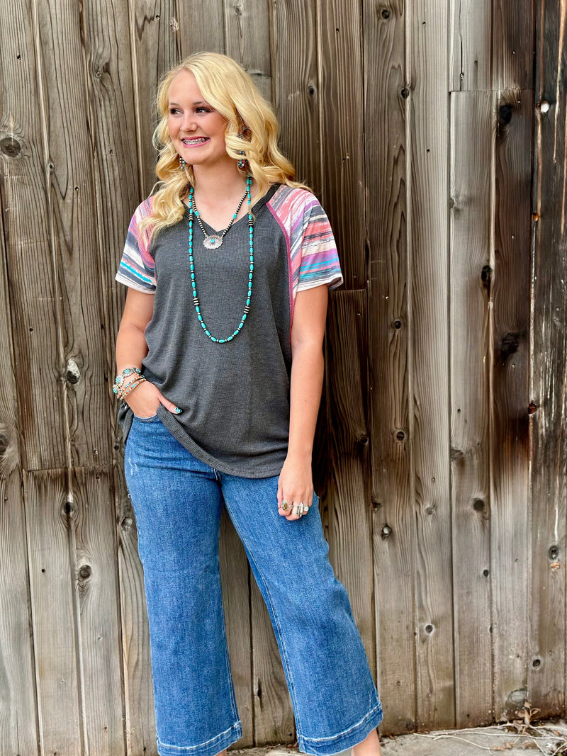 Shop Envi Me Tops and Tunics The Weatherford Days Ombre Sleeve Top