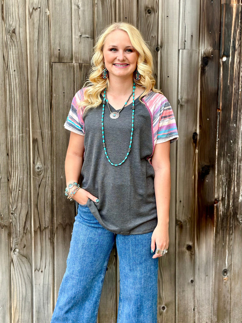 Shop Envi Me Tops and Tunics The Weatherford Days Ombre Sleeve Top
