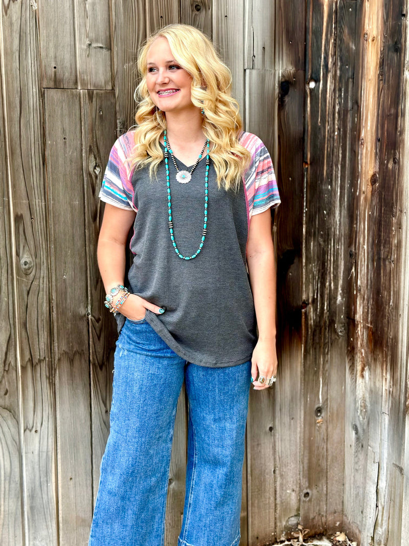 Shop Envi Me Tops and Tunics The Weatherford Days Ombre Sleeve Top