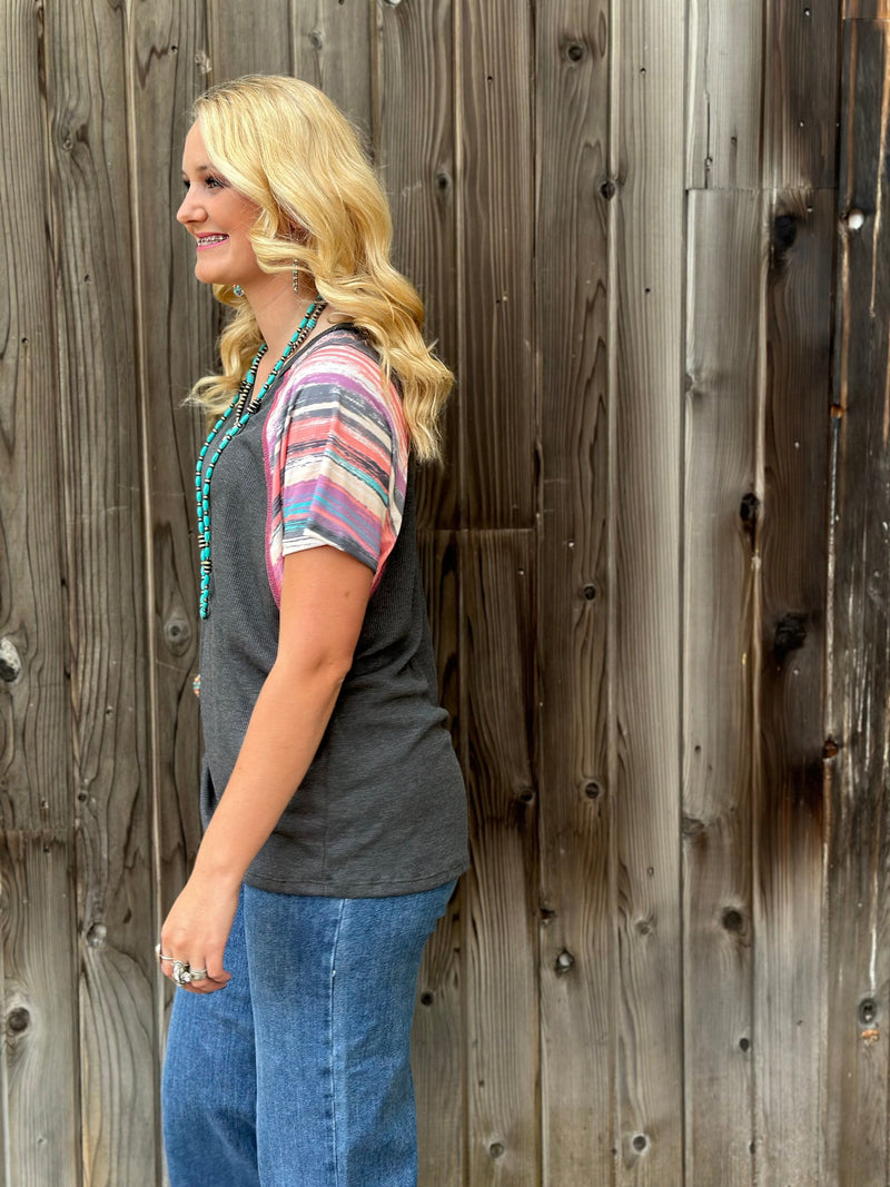 Shop Envi Me Tops and Tunics The Weatherford Days Ombre Sleeve Top