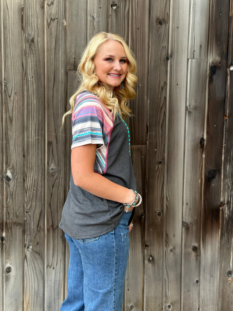 Shop Envi Me Tops and Tunics The Weatherford Days Ombre Sleeve Top