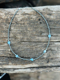 Shop Envi Me Necklaces 16” The West Of Arizona Sterling Silver NA Pearl & Golden Hills Turquoise Necklace