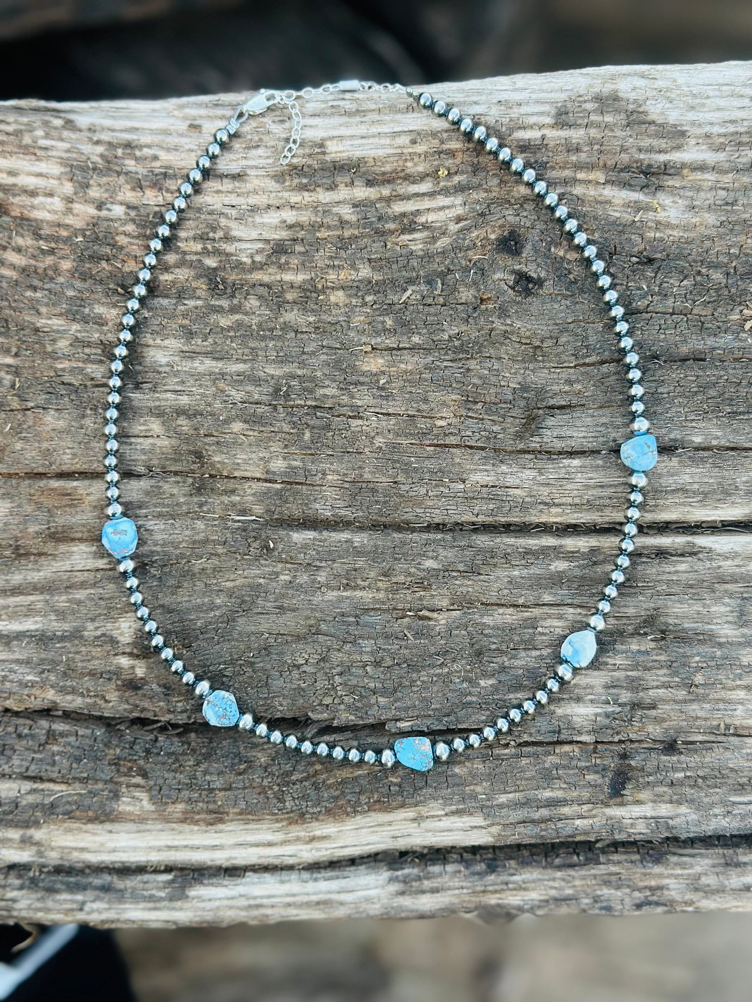 Shop Envi Me Necklaces 16” The West Of Arizona Sterling Silver NA Pearl & Golden Hills Turquoise Necklace