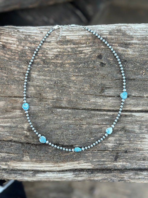 Shop Envi Me Necklaces 16” The West Of Arizona Sterling Silver NA Pearl & Golden Hills Turquoise Necklace