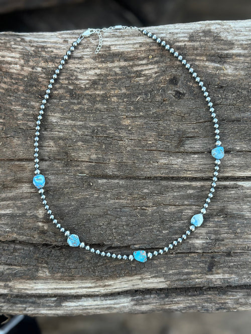 Shop Envi Me Necklaces 16” The West Of Arizona Sterling Silver NA Pearl & Golden Hills Turquoise Necklace