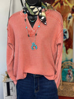 Shop Envi Me Tops and Tunics The West of Autumn Mineral Wash Waffle Weave Top