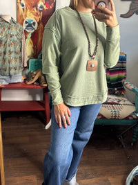 Shop Envi Me Tops and Tunics The West of Autumn Sage Mineral Wash Top