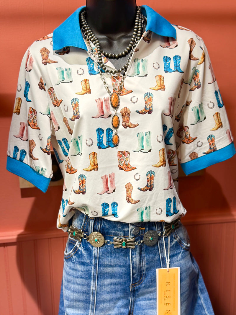 Shop Envi Me tops The West Of Boots Polo Shirt
