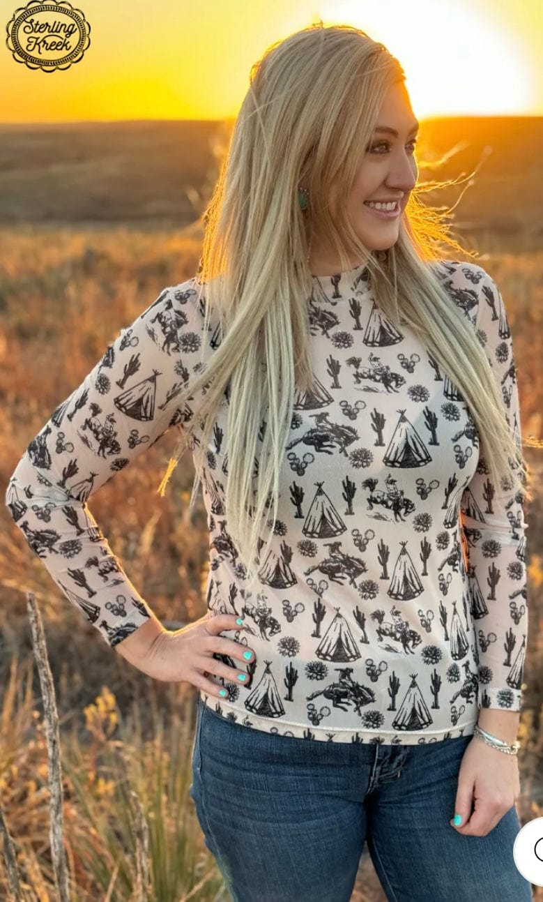Shop Envi Me It's T-shirt Kinda Day The West of Cowboy Mesh Top