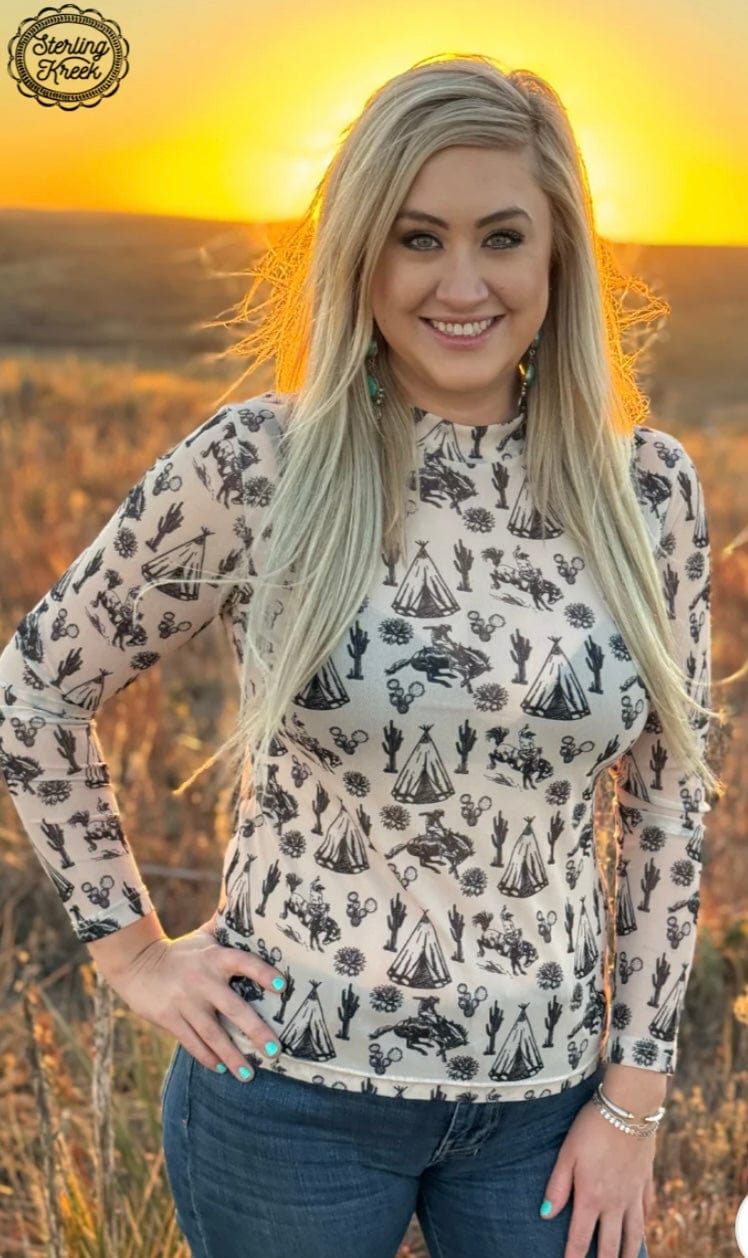 Shop Envi Me It's T-shirt Kinda Day The West of Cowboy Mesh Top