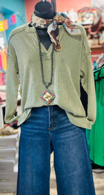 Shop Envi Me Tops and Tunics The West of Fall Mineral Wash Waffle Weave Top