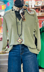 Shop Envi Me Tops and Tunics The West of Fall Mineral Wash Waffle Weave Top