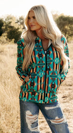 Shop Envi Me Cardigans and Kimonos The West Of Laramie Aztec Zip Up Sweatshirt
