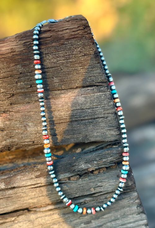 Shop Envi Me Necklaces The West Of Texas Sterling Silver NA Pearl & Stone Necklace