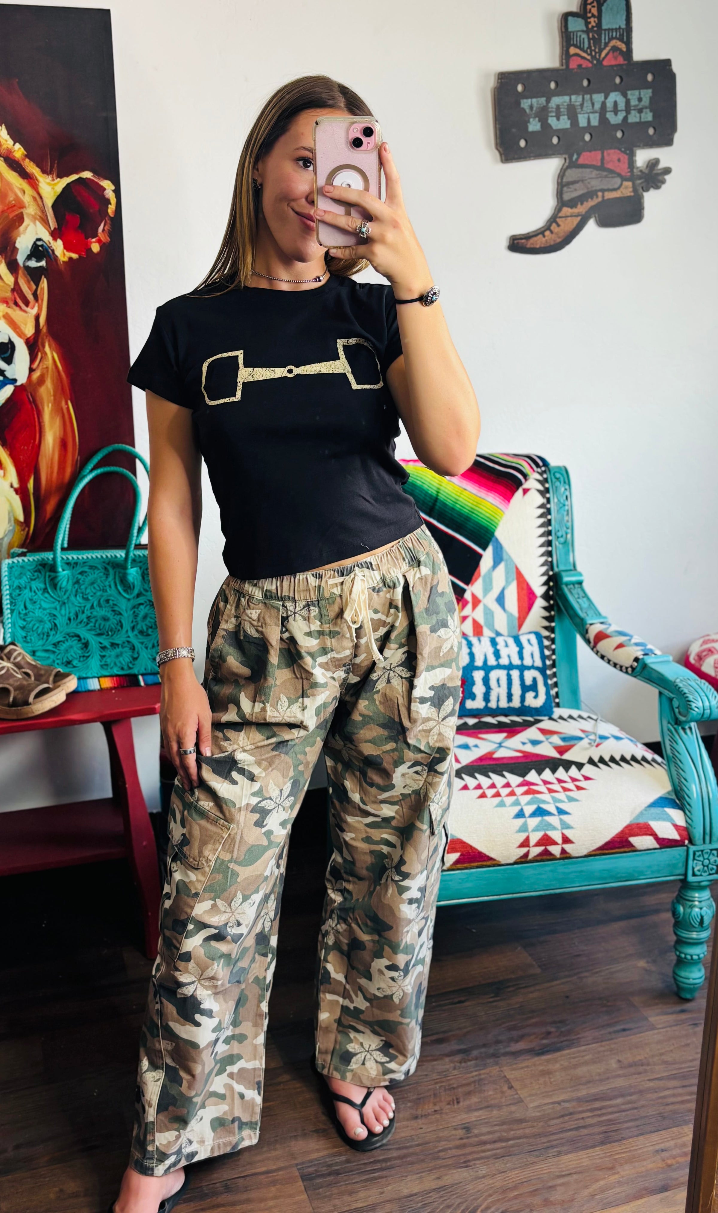 Shop Envi Me The West of The Ranch Camo Wide Leg Pant