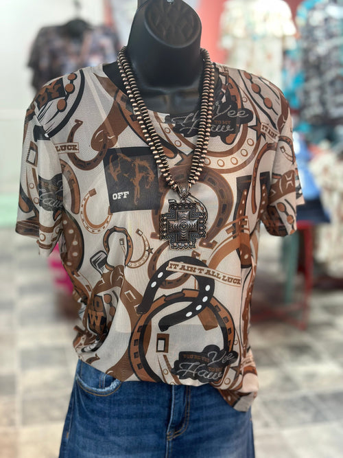 Shop Envi Me Tops and Tunics The West Of The Rodeo Arena Cowgirl Mesh Top