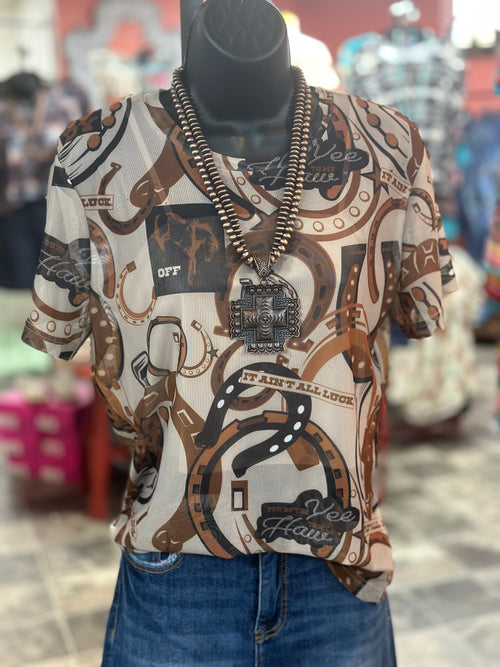 Shop Envi Me Tops and Tunics The West Of The Rodeo Arena Cowgirl Mesh Top