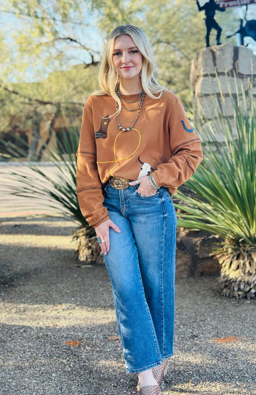 Shop Envi Me Tops and Tunics The West of Wickenburg Embroidered Pullover