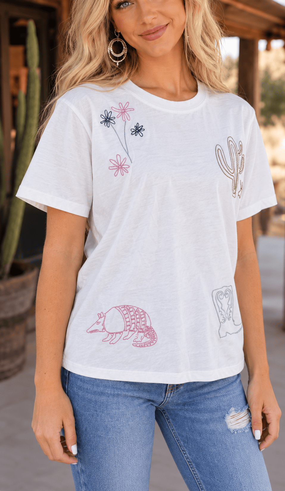 Shop Envi Me Tops and Tunics The West Texas Armadillo Embroidered Tee