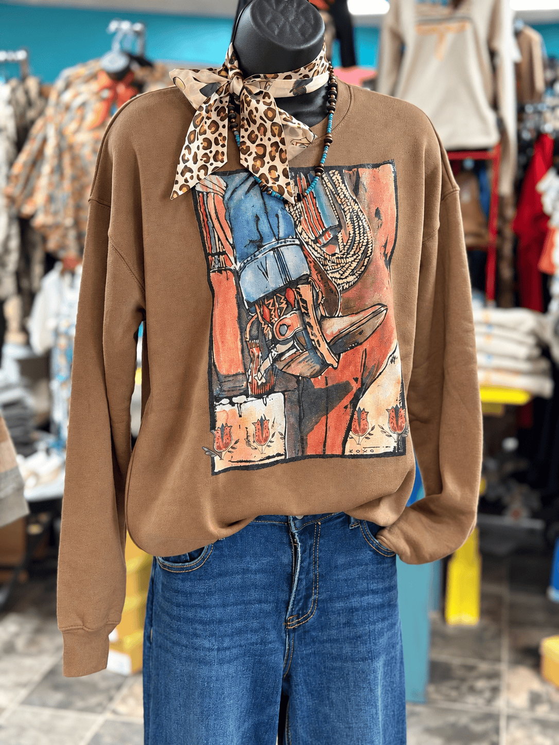 Shop Envi Me Tops The Western Boots & Stirrup on The Ranch Sweatshirt