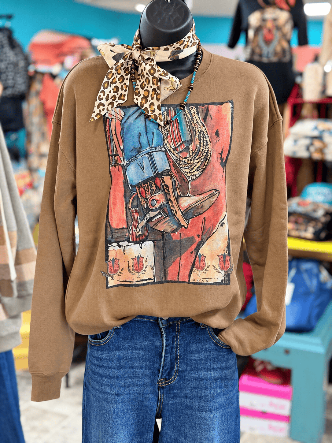 Shop Envi Me Tops The Western Boots & Stirrup on The Ranch Sweatshirt