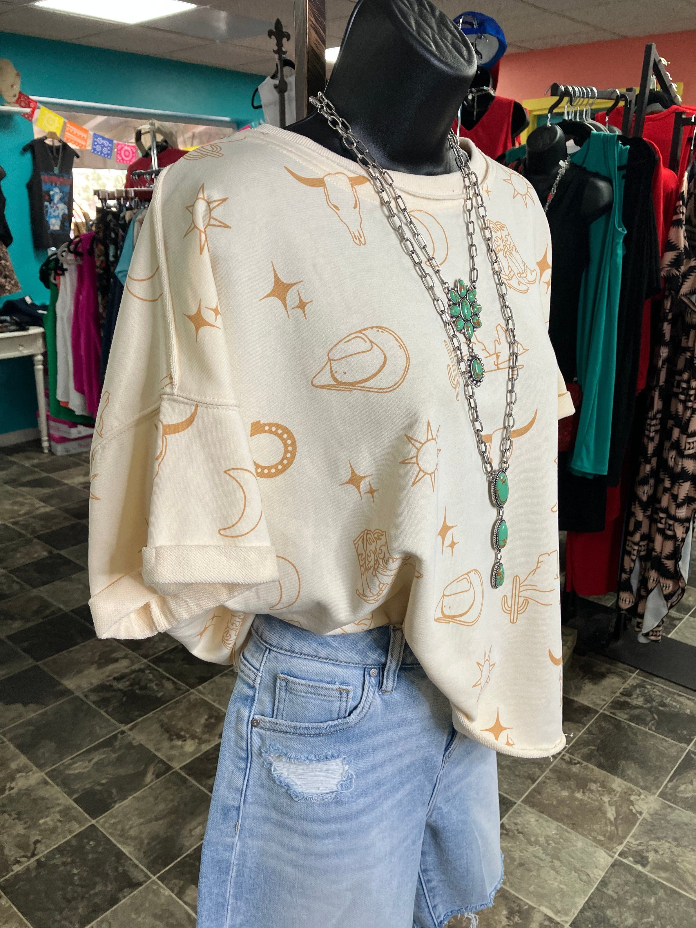 Shop Envi Me Tops and Tunics The Western Cowgirl Hats, Boots, & Cactus Top