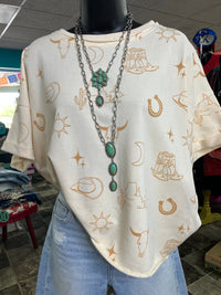 Shop Envi Me Tops and Tunics The Western Cowgirl Hats, Boots, & Cactus Top