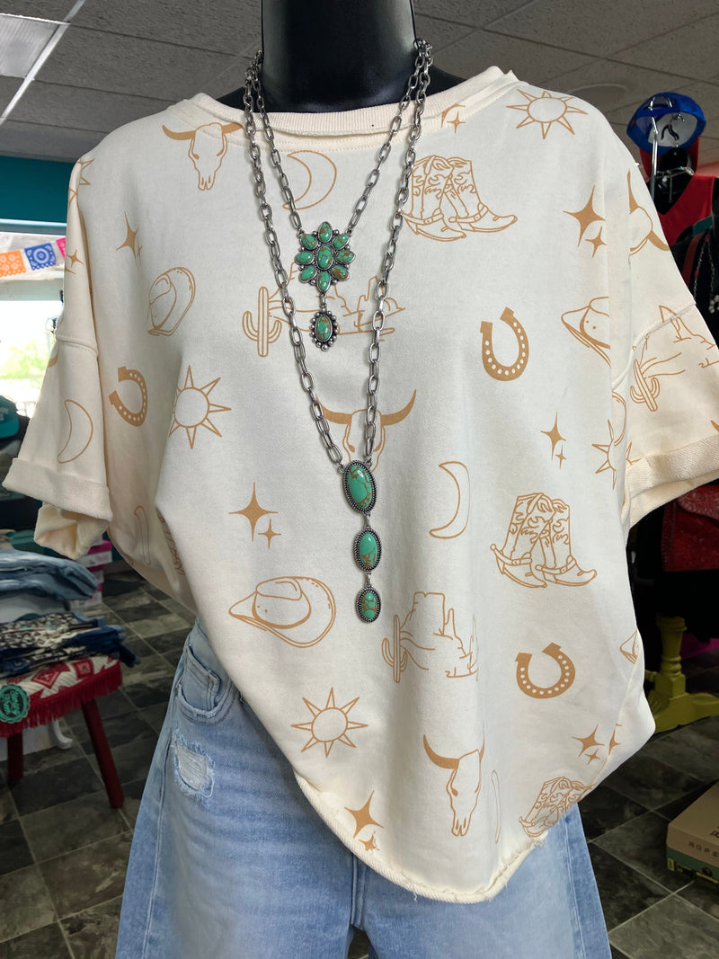 Shop Envi Me Tops and Tunics The Western Cowgirl Hats, Boots, & Cactus Top