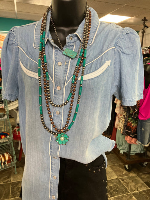 Shop Envi Me Tops and Tunics The Western Snap Chambray Shirt