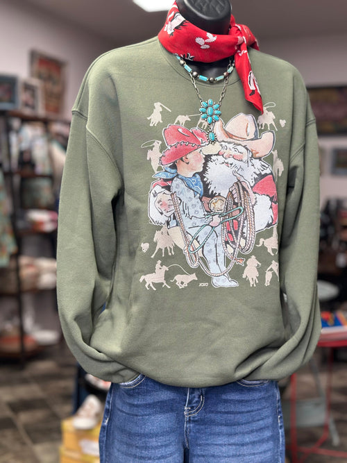 Shop Envi Me Tops The Western Wanna Be A Roper Santa List Sweatshirt