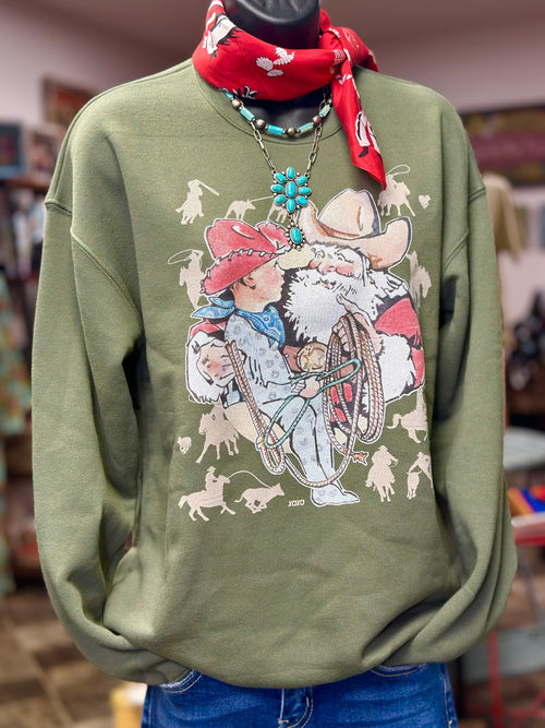 Shop Envi Me Tops The Western Wanna Be A Roper Santa List Sweatshirt