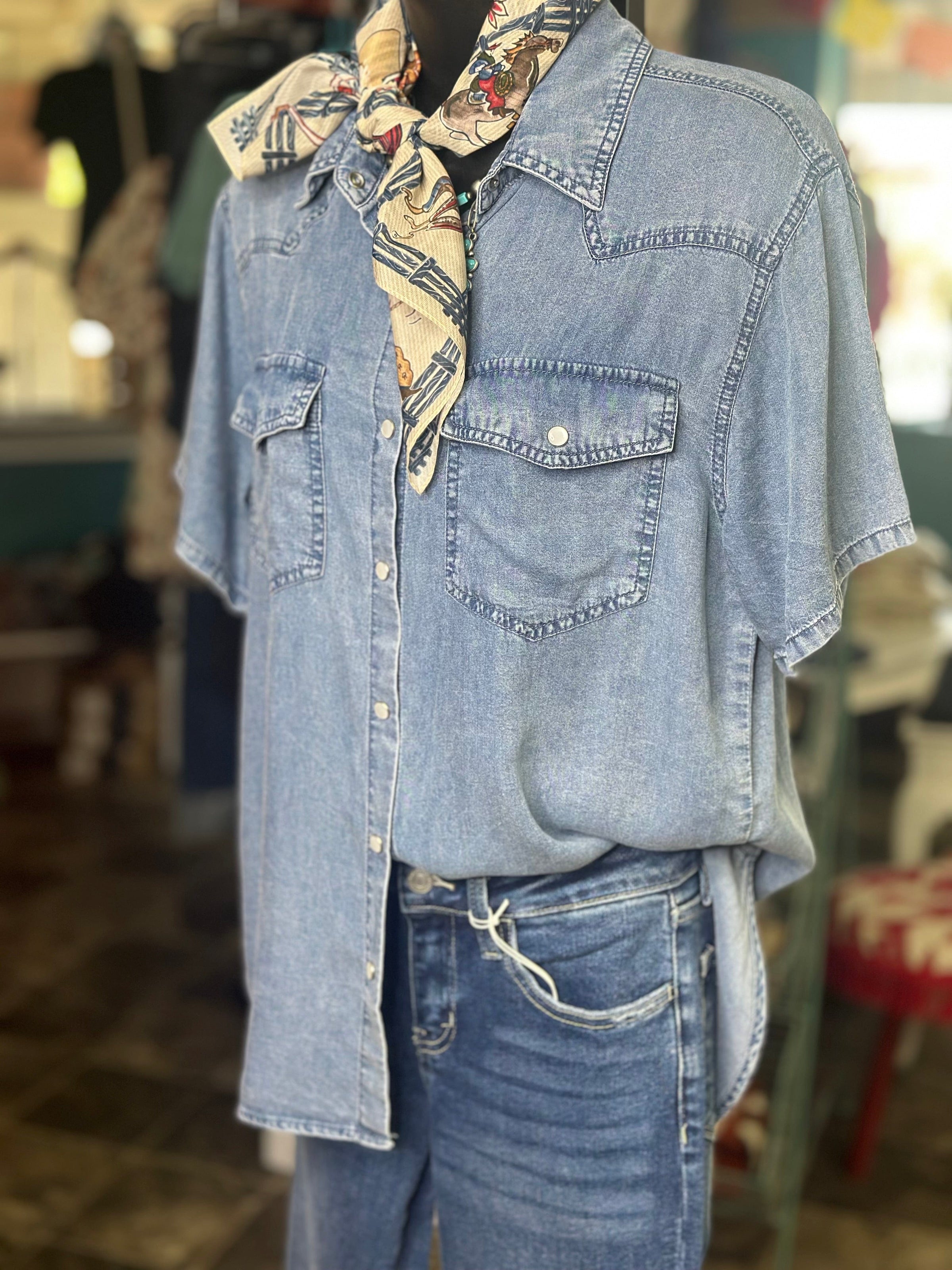 Shop Envi Me Tops and Tunics The Western Ways Denim Top