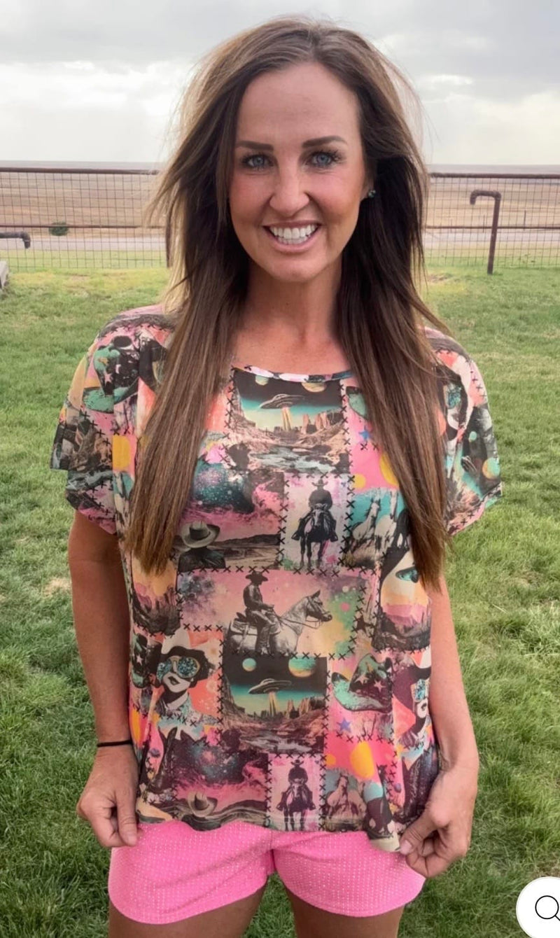 Shop Envi Me Tops and Tunics The Western Ways Loose Fit Mesh Top