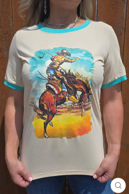 Shop Envi Me Tops and Tunics The Wild West Bronc Rider Ringer Tee