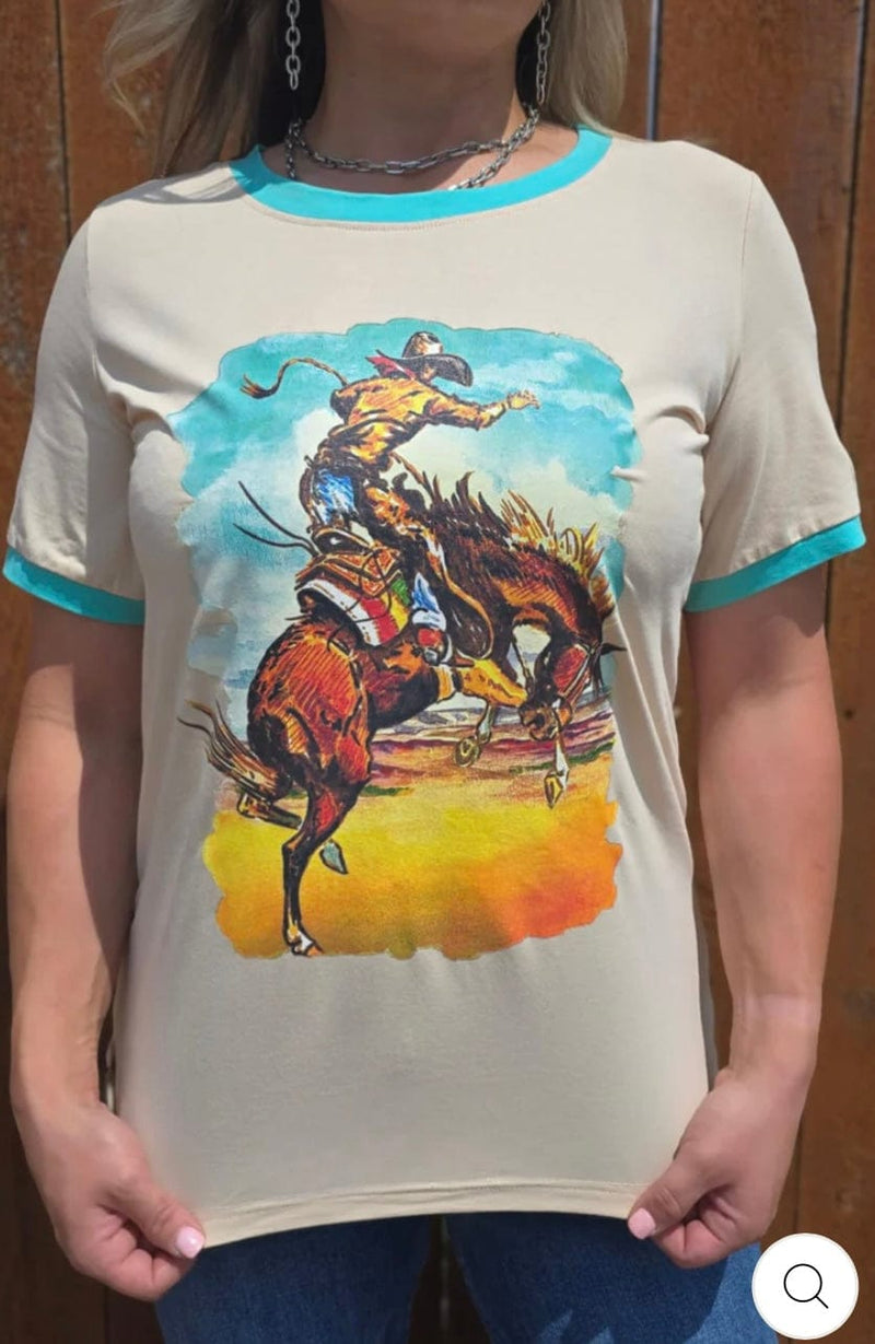 Shop Envi Me Tops and Tunics The Wild West Bronc Rider Ringer Tee