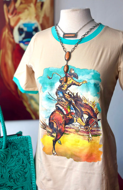Shop Envi Me Tops and Tunics The Wild West Bronc Rider Ringer Tee