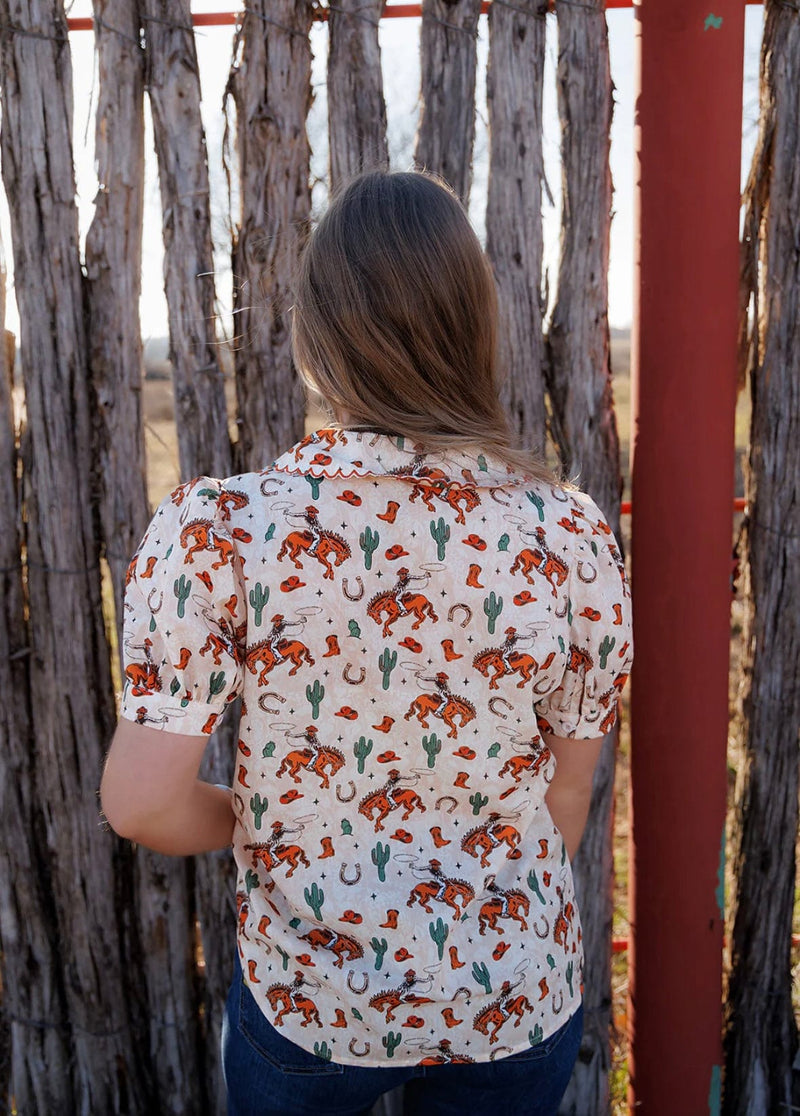 Shop Envi Me Tops and Tunics The Wild West Scallop Collar Shirt
