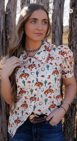 Shop Envi Me Tops and Tunics The Wild West Scallop Collar Shirt