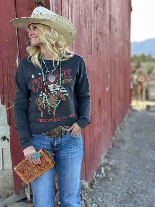 Shop Envi Me Cardigans and Kimonos The Wildest In The West Cowboy Sweatshirt