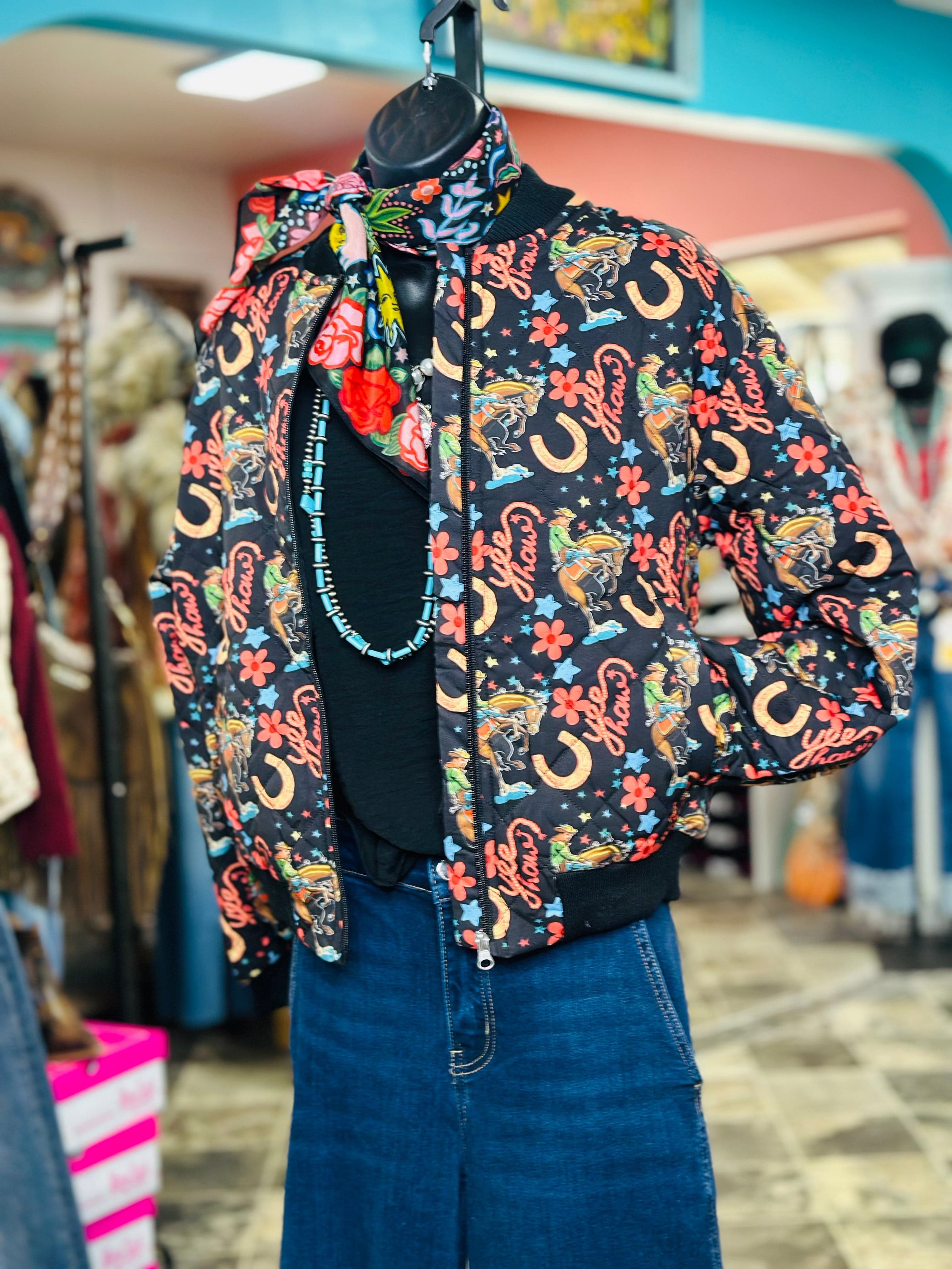 Shop Envi Me The YeeHaw Cowboys Quilted Bomber Jacket