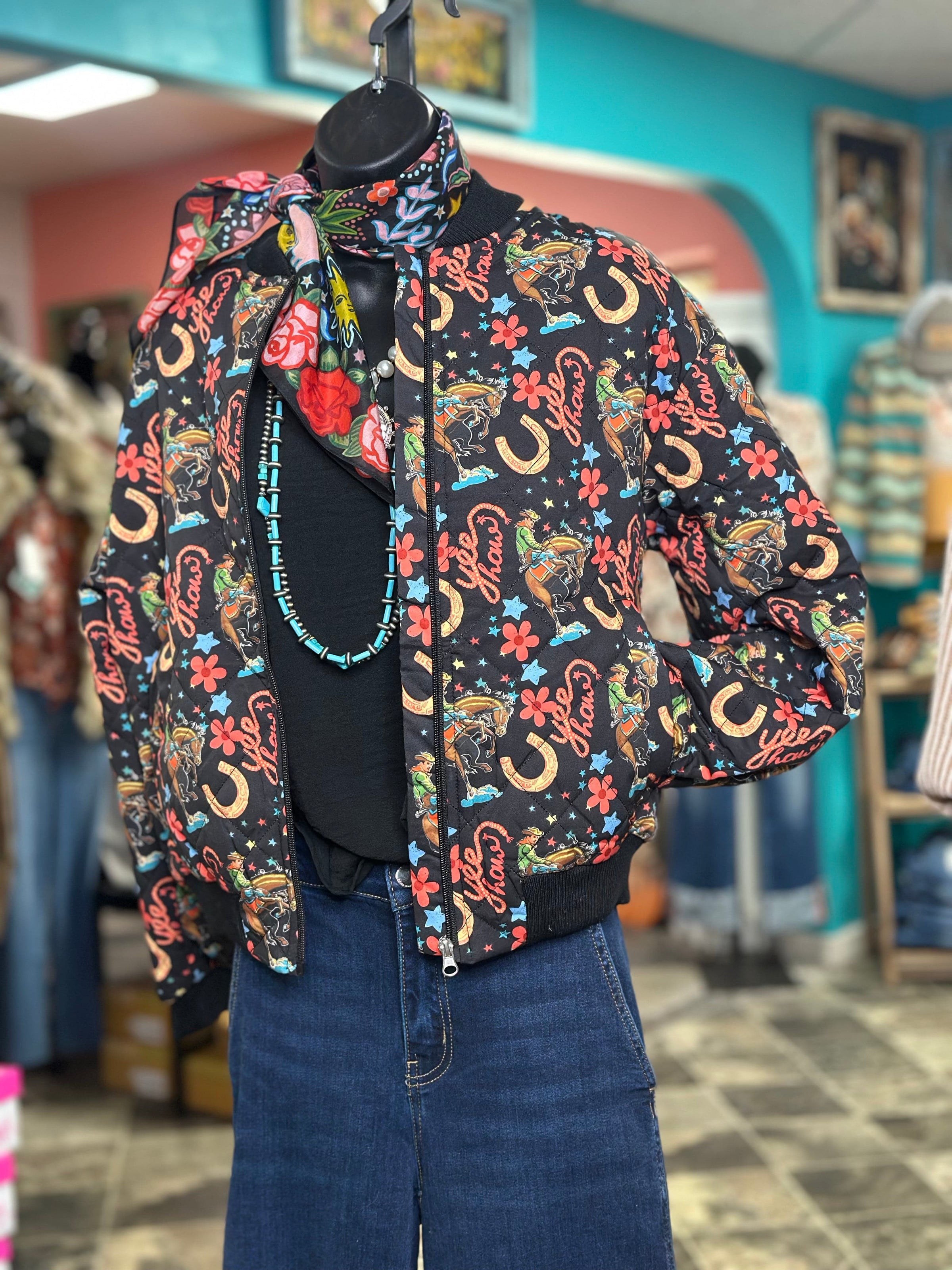 Shop Envi Me The YeeHaw Cowboys Quilted Bomber Jacket