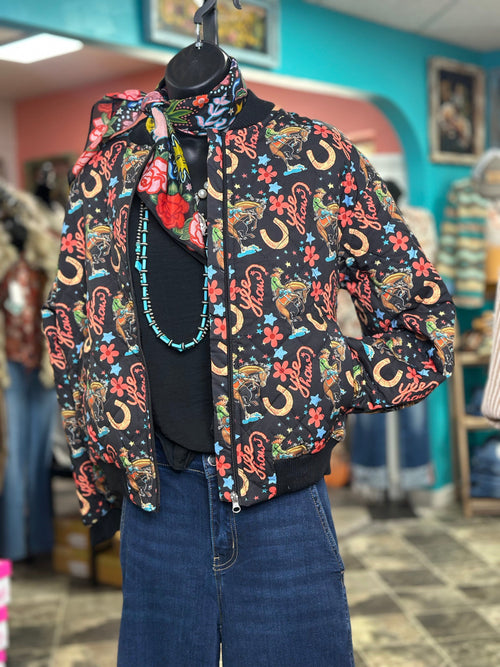 Shop Envi Me The YeeHaw Cowboys Quilted Bomber Jacket