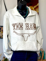Shop Envi Me Tops and Tunics The YeeHaw Embroidered Quarter Zip Rodeo Days Sweater