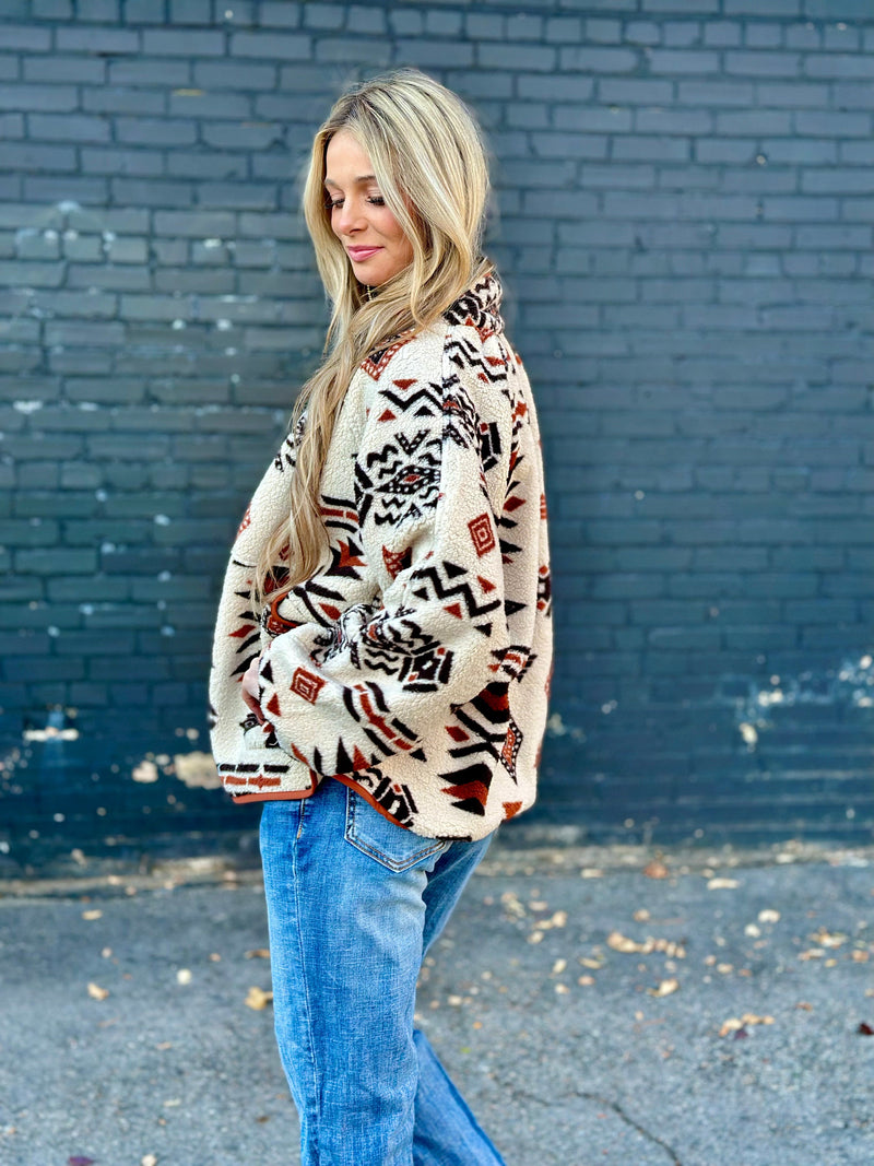 Shop Envi Me Tops The Yellowstone Aztec Sherpa Jacket