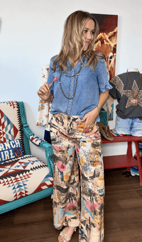 Shop Envi Me West of Cowgirl Ranch Print Wide Leg Pants