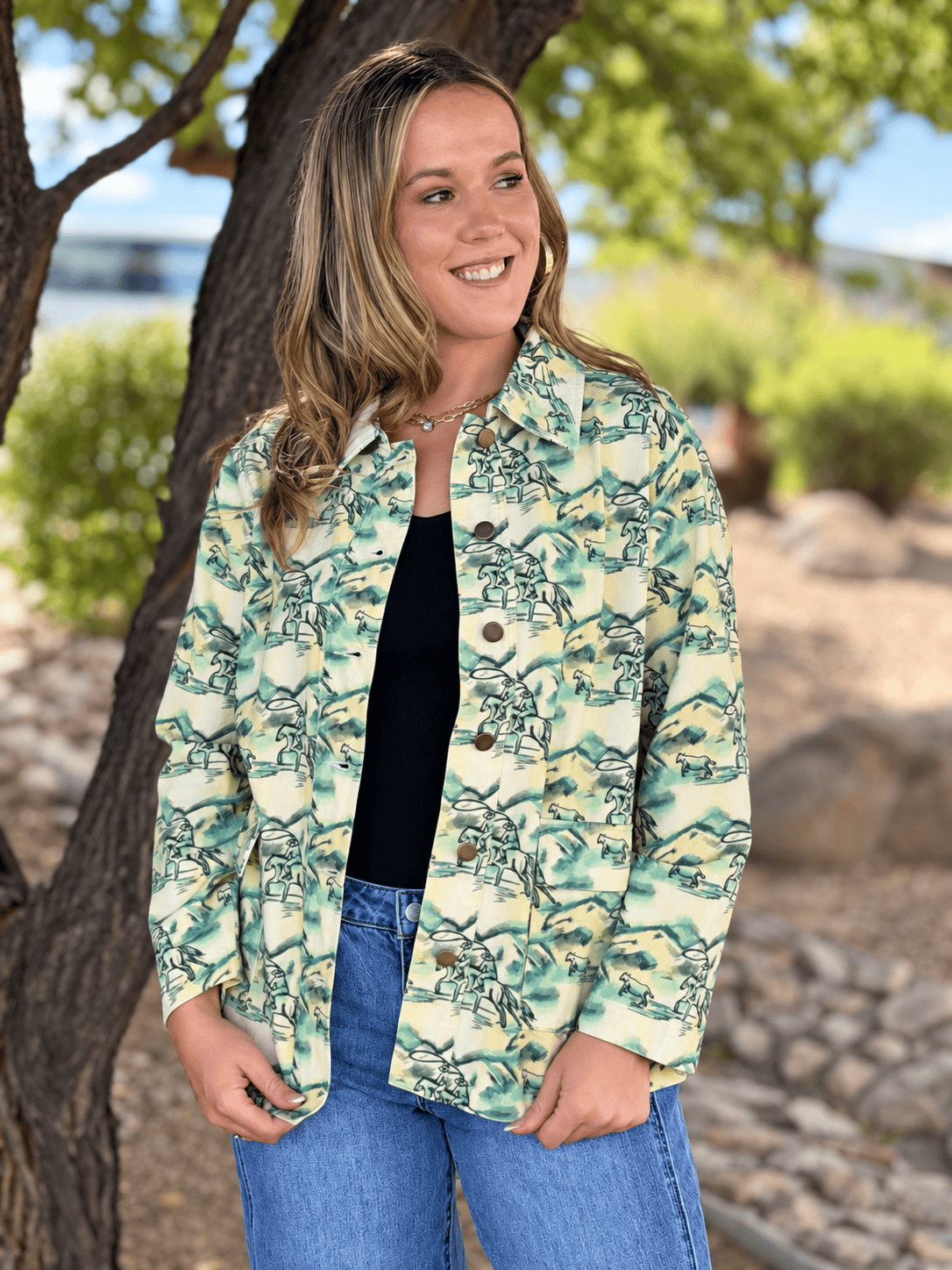 Shop Envi Me Outerwear West Of Texas Cactus & Cowboys Jacket